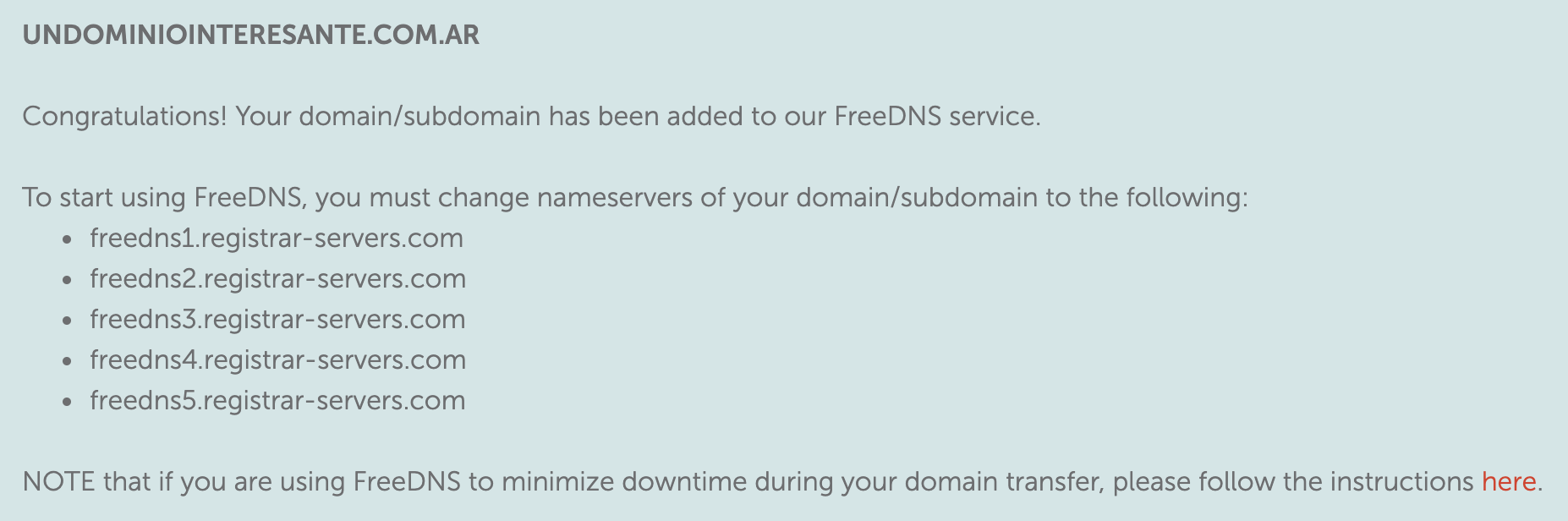 FreeDNS servers